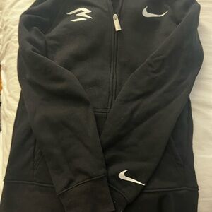 Nike Black Full-Zip Hoodie with White Accents